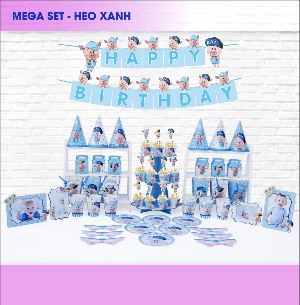 Set Bàn Tiệc Sinh Nhật Heo Xanh