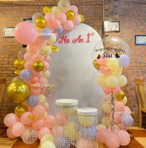 Set Trang Trí Tone Hồng - Bé Hà An 1tuổi