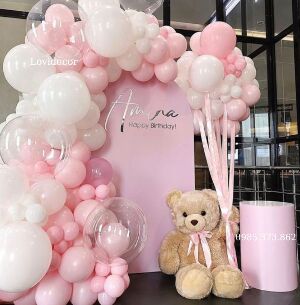 Set Trang Trí Gấu Backdrop Hồng