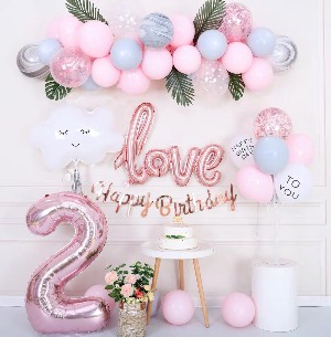 Set Trang Trí Sinh Nhật Hồng Love MB03 