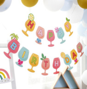 Dây Happy Birthday Hình Ly Rượu Hoa Quả